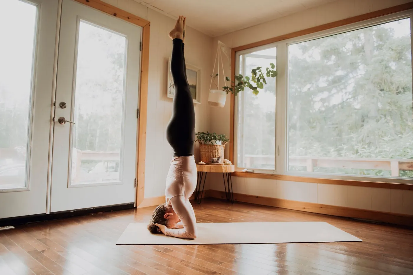 Billie-Jean in a supported headstand